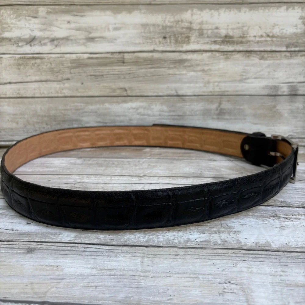 Sergio Balestri Leather Belt Black 115IT/XL US Textured Embossed Made in Italy
